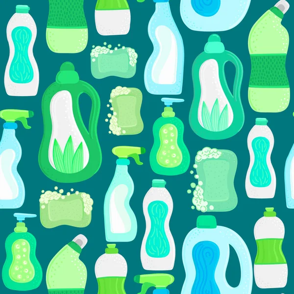 Patrón Sin Costuras Artículos Limpieza Ecológicos Para Hogar Detergentes Naturales — Foto de Stock