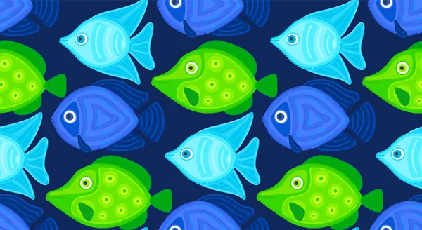 Векторный Бесшовный Рисунок Красочными Абстрактными Рыбами Подводный Мир Аквариум Оберточная — стоковое фото