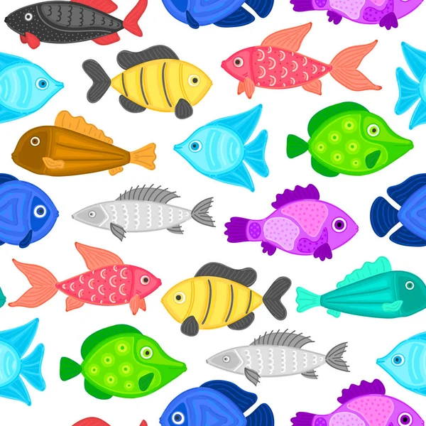 Векторный Бесшовный Рисунок Красочными Абстрактными Рыбами Подводный Мир Аквариум Оберточная — стоковое фото