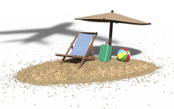Pláži Plážovou Židlí Slunečníkem Užít Dovolenou Rekreační Ráj Pro Turisty — Stock fotografie