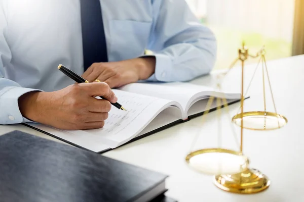 Gavel Soundblock Justice Law Lawyer Working Wooden Desk Background — Stock Photo, Image