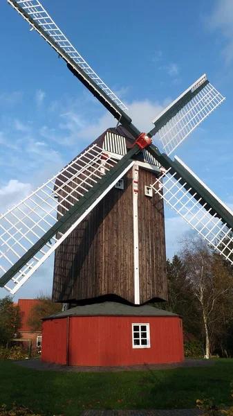 Väderkvarn Mjölnare Vingar Bagare Lantbruk Hantverk Östfrisien Niedersachsen Bagare Mjöl — Stockfoto