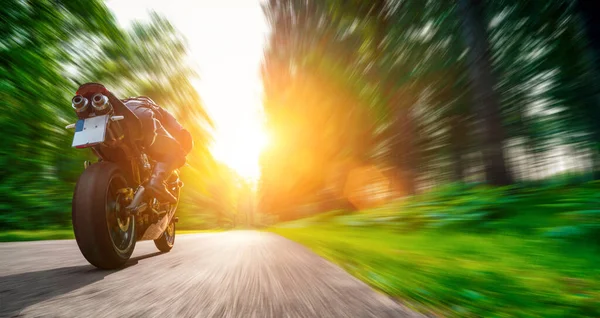 Moto Sur Route Amuser Conduire Route Vide Sur Voyage Moto — Photo