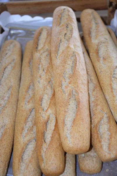 Freshly Baked Bread Wooden Board — Stock Photo, Image