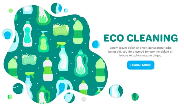 Vector Background Eco Friendly Household Cleaning Supplies Natural Detergents Landing — Stock Photo, Image