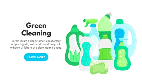 Vector Background Eco Friendly Household Cleaning Supplies Natural Detergents Landing — Stock Photo, Image