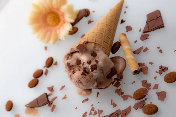 Gelato Cioccolato Bastoncini Vaniglia Sfondo Bianco — Foto Stock