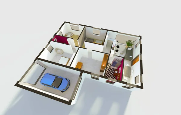 Modelo Uma Casa Separada Interior — Fotografia de Stock