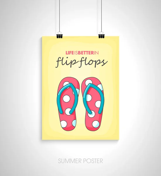 Sommarflygkort Livet Bättre Flip Flops Dagbokskort Vektorillustrationer För Shirt Affischtryck — Stockfoto