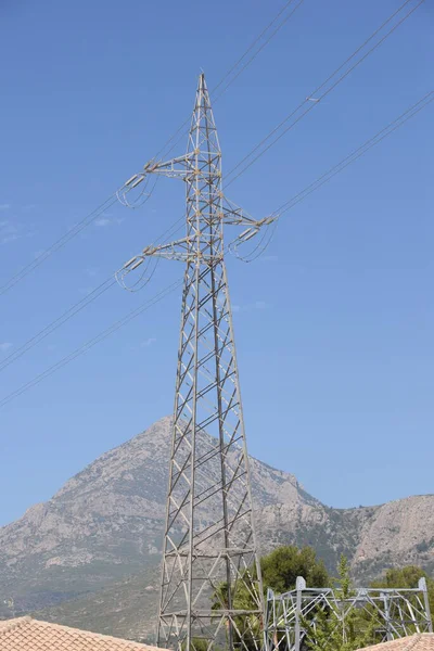 Líneas Eléctricas Alto Voltaje Desierto — Foto de Stock