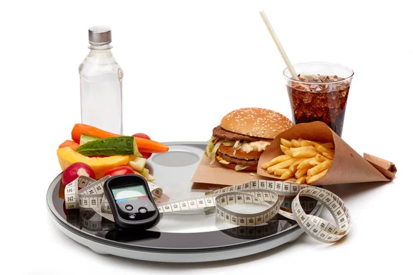 Hamburger Broodje Eten Dieet Gewicht Lunch Gezond Eten Ongezond Voeding — Stockfoto