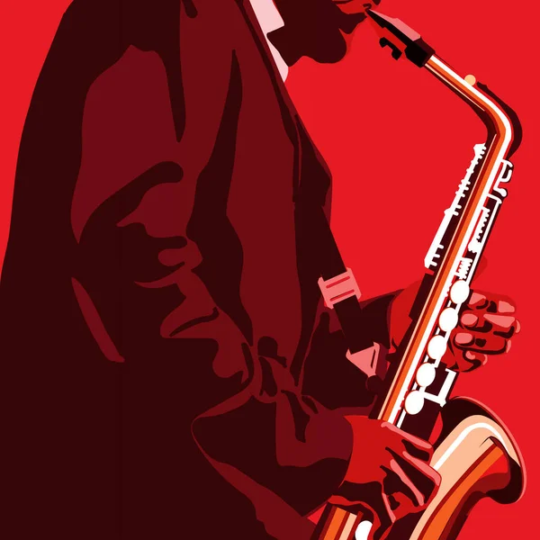 Abstraktní Modrá Hudba Ilustrace Saxofonem Hráč Pozadí Grunge — Stock fotografie