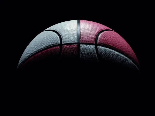 黒い背景に座っている女性や男性のためのピンクと白の色のシングルバスケットボール 上からバスケットボールに直接輝く光 劇的な照明 — ストック写真