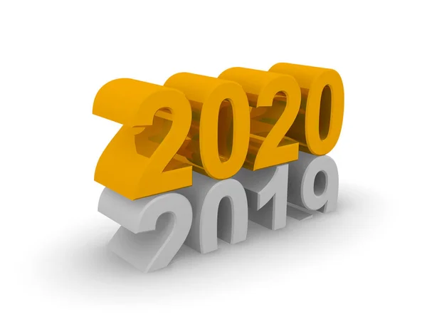 New Year 2020 Concept Image White Background Rendering — Stock Photo, Image
