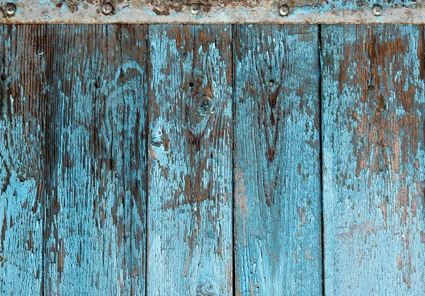 Very Old Wooden Background Blue Cracked Paint Parallel Boards Full — Stock Photo, Image