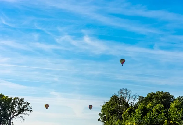 Three Hot Air Balloons French Fields Dinan France — Stock Photo, Image