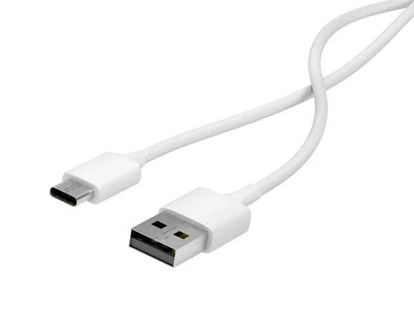 Cabos Usb Usb Isolados Sobre Fundo Branco — Fotografia de Stock