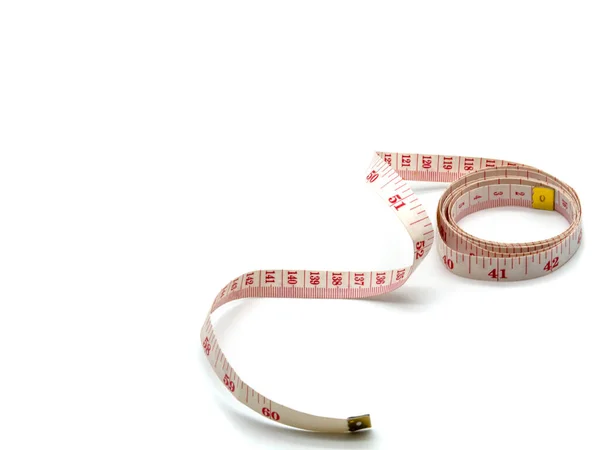 Soft Tailor Measuring Tape Isolated White Background Copy Space — Stock Photo, Image