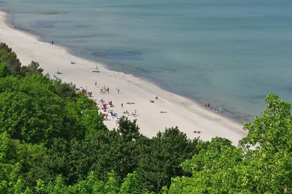 Piękna Plaża Palmami Morzem — Zdjęcie stockowe