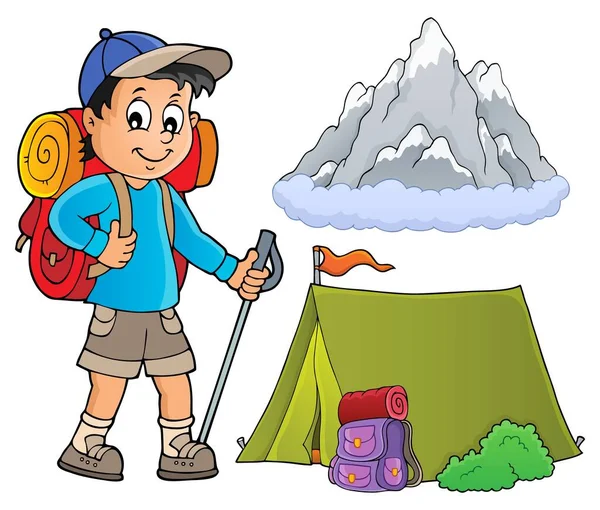 Image Hiker Boy Topic Picture Illustration — Stock Photo, Image