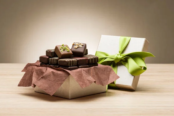 Assorted Chocolates Confectionery Gift Box — Stock Photo, Image