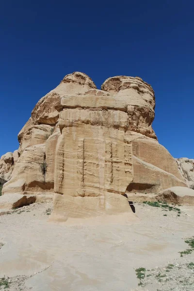 Bela Paisagem Vale Dos Deuses Vista Antiga Cidade Petra Jordânia — Fotografia de Stock