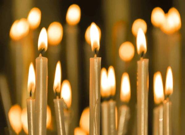 Burning Candles Temple Service — Stock Photo, Image