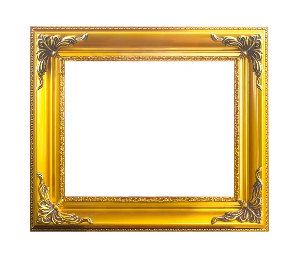 Klasický Zlatý Dřevěný Rám Izolovaný Bílém Ořezovou Cestou — Stock fotografie