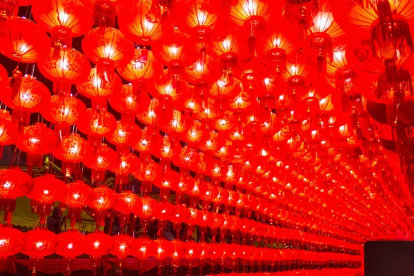 Linhas Papel Vermelho Chinês Lanterna Fundo — Fotografia de Stock