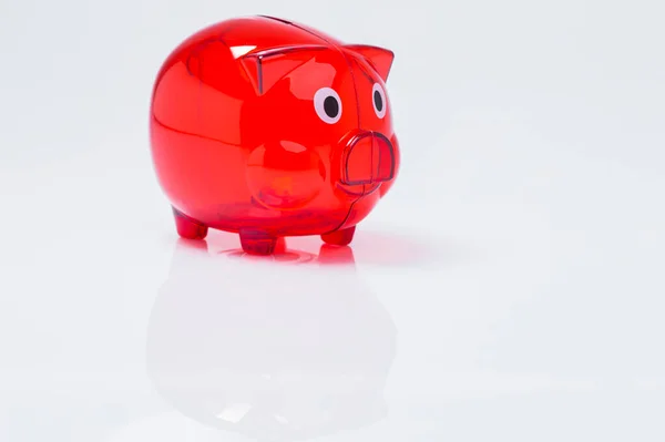 Image Shows Red Piggy Bank Isolated White Background — Stock Photo, Image