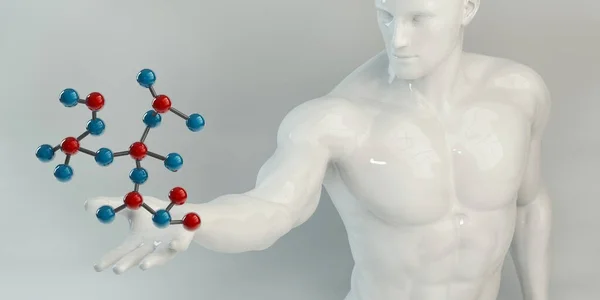 一个带有Dna分子的人的3D插图 — 图库照片