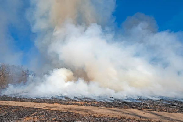 Füst Emelkedik Ellenőrzött Prairie Burn Tavaszi Völgyi Természetvédelmi Megőrzése Schaumburg — Stock Fotó