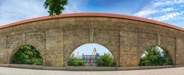 Odessa Ukraine 2019 Vue Panoramique Arche Quarantaine Port Chargement Ruines — Photo