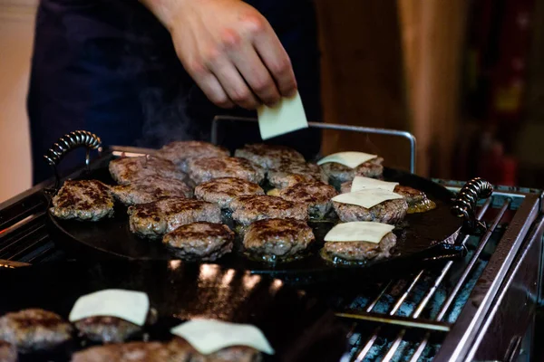 Hamburgers Venison Meat Barbecued Cooking Event — Stock Photo, Image