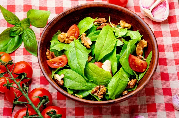 Insalata Estiva Con Erbe Freschi Insalata Con Spinaci Acetosa — Foto Stock