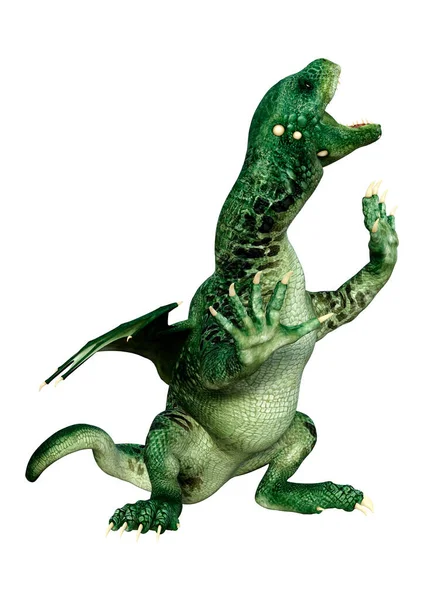 Renderelés Zöld Dinoszaurusz Elszigetelt Fehér Alapon — Stock Fotó
