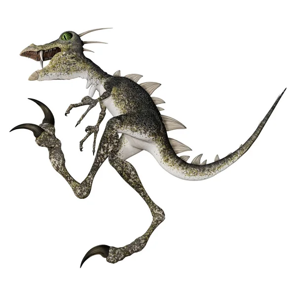 Beyaz Arka Plan Üzerinde Izole Bir Fantezi Sürüngen Dinozor Render — Stok fotoğraf