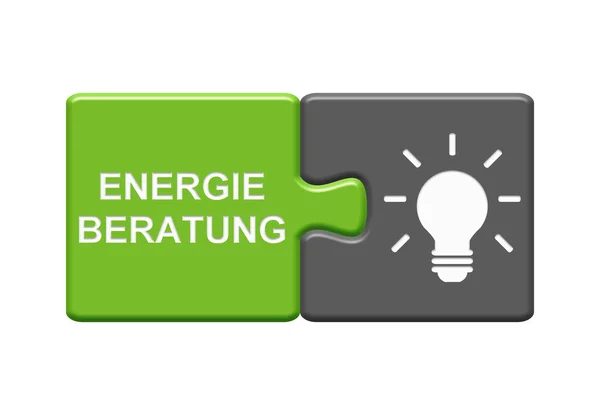 독일어로 기호에너지 컨설팅을 보여주는 조각고립 — 스톡 사진