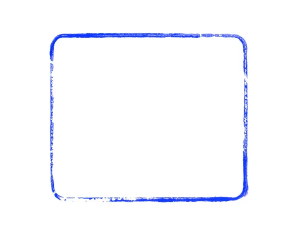 Marco Grunge Pintado Mano Azul Vacío Sobre Fondo Blanco — Foto de Stock