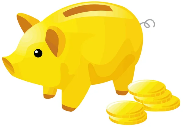 Zlatá Prasátko Úspory Mince Financovat Bezpečný Ilustrační Poklad — Stock fotografie