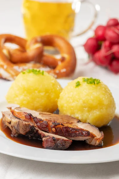 Bavarian Roasted Pork Dumplings — Stock Photo, Image