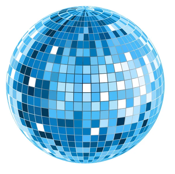 ブルーミラーディスコボール輝くイルミネーション丸球イラストパーティー — ストック写真