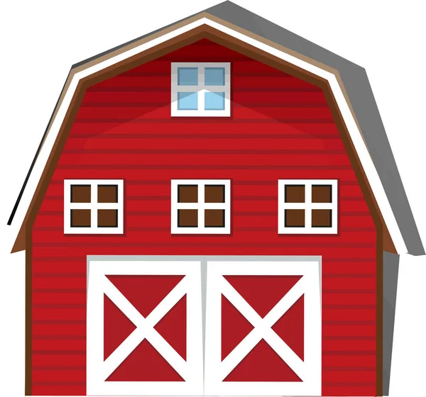 納屋赤い農場の木建築田舎のイラスト — ストック写真