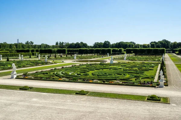 Germania Hannover Giardini Herrenhausen Con Palazzo Herrenhausen — Foto Stock