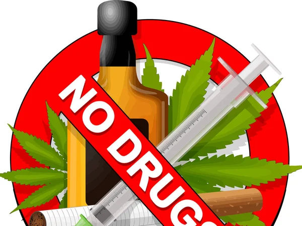 Ingen Narkotikamissbruk Fara Varning Förbjuden Giftig Illustration — Stockfoto