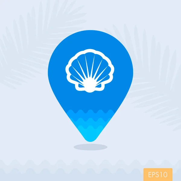 Seashell Vektor Pin Map Symbol Strandkartenzeiger Sommerkartenmarkierungen Urlaub Sommerzeit Urlaub — Stockfoto