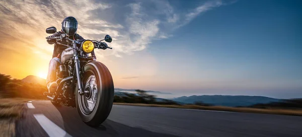Moto Sur Route Amuser Conduire Autoroute Vide Sur Voyage Moto — Photo