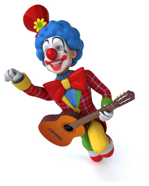 Divertente Cartone Animato Clown Isolato Bianco — Foto Stock