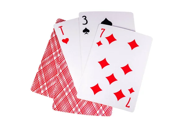 Jogando Cartas Isoladas Fundo Branco — Fotografia de Stock