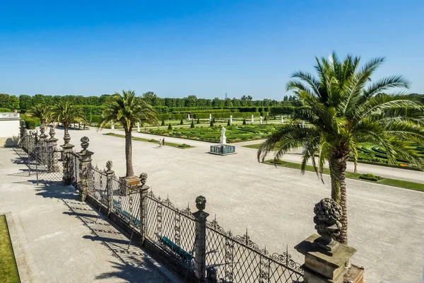 Germania Hannover Giardini Herrenhausen Con Palazzo Herrenhausen — Foto Stock